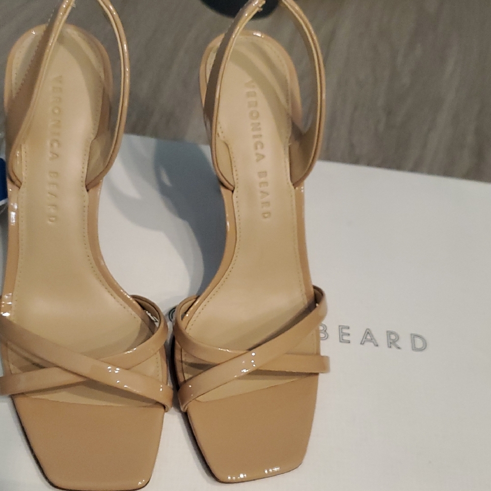 Veronica Beard Patent Nude Tan Slingback Heels